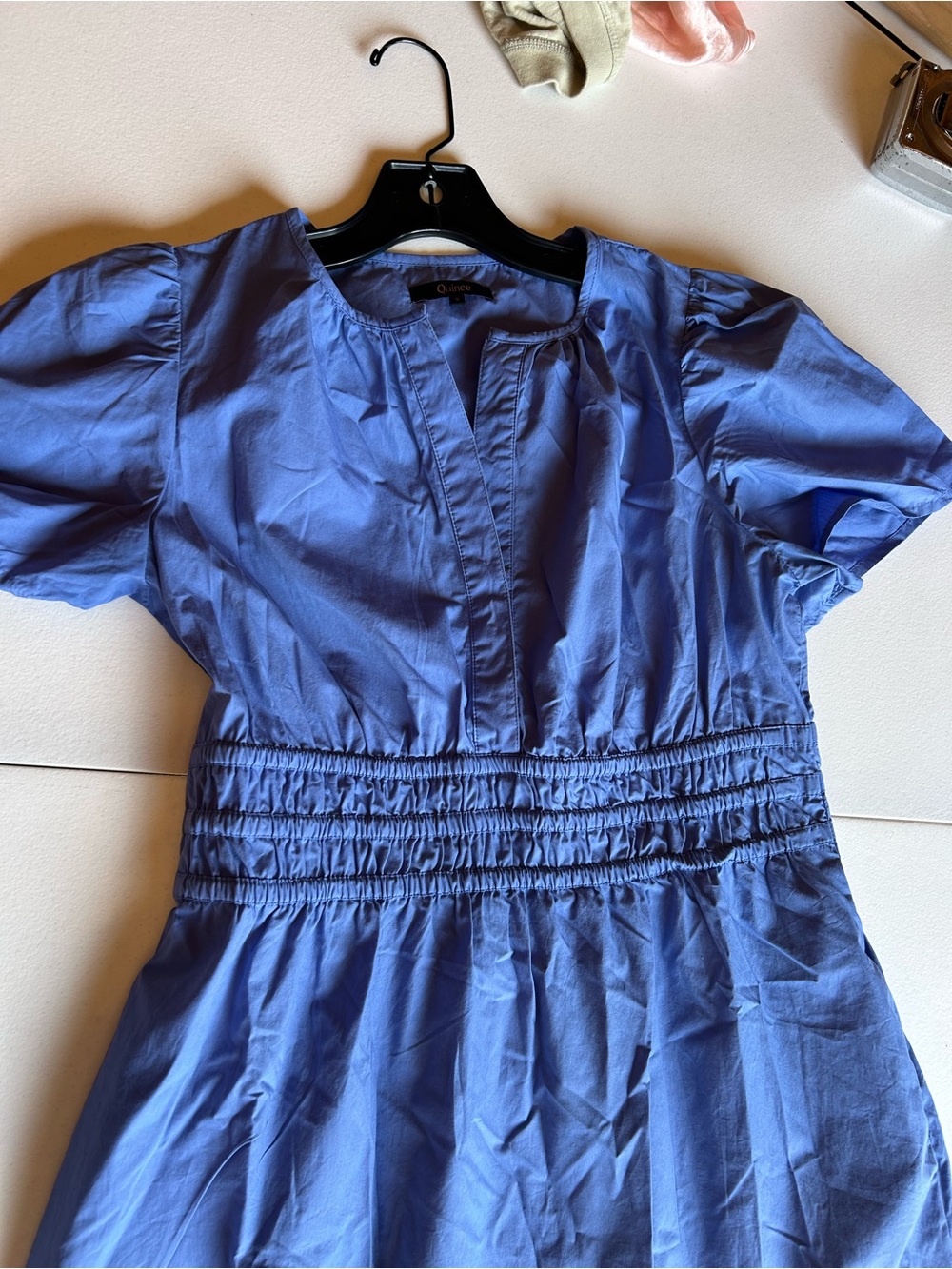 Quince Cornflower Blue V-Neck Tiered Maxi Dress new! Organic cotton!!! - Picture 11 of 15